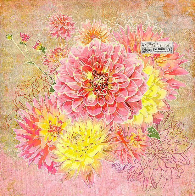 Floral art by Leslie Nicole using a French Kiss Collections texture.