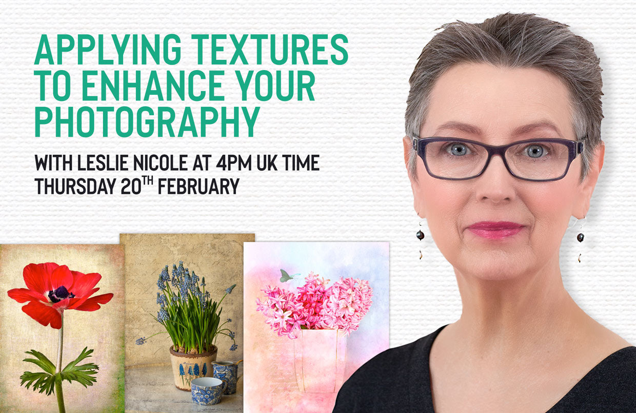 Video webinar applying textures to enhance your photography with Leslie Nicole.