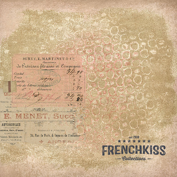 Digital paper using textured blocks overlay and vintage French ephemera.