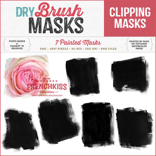 Hand-painted, dry brush, digital photo masks and overlays