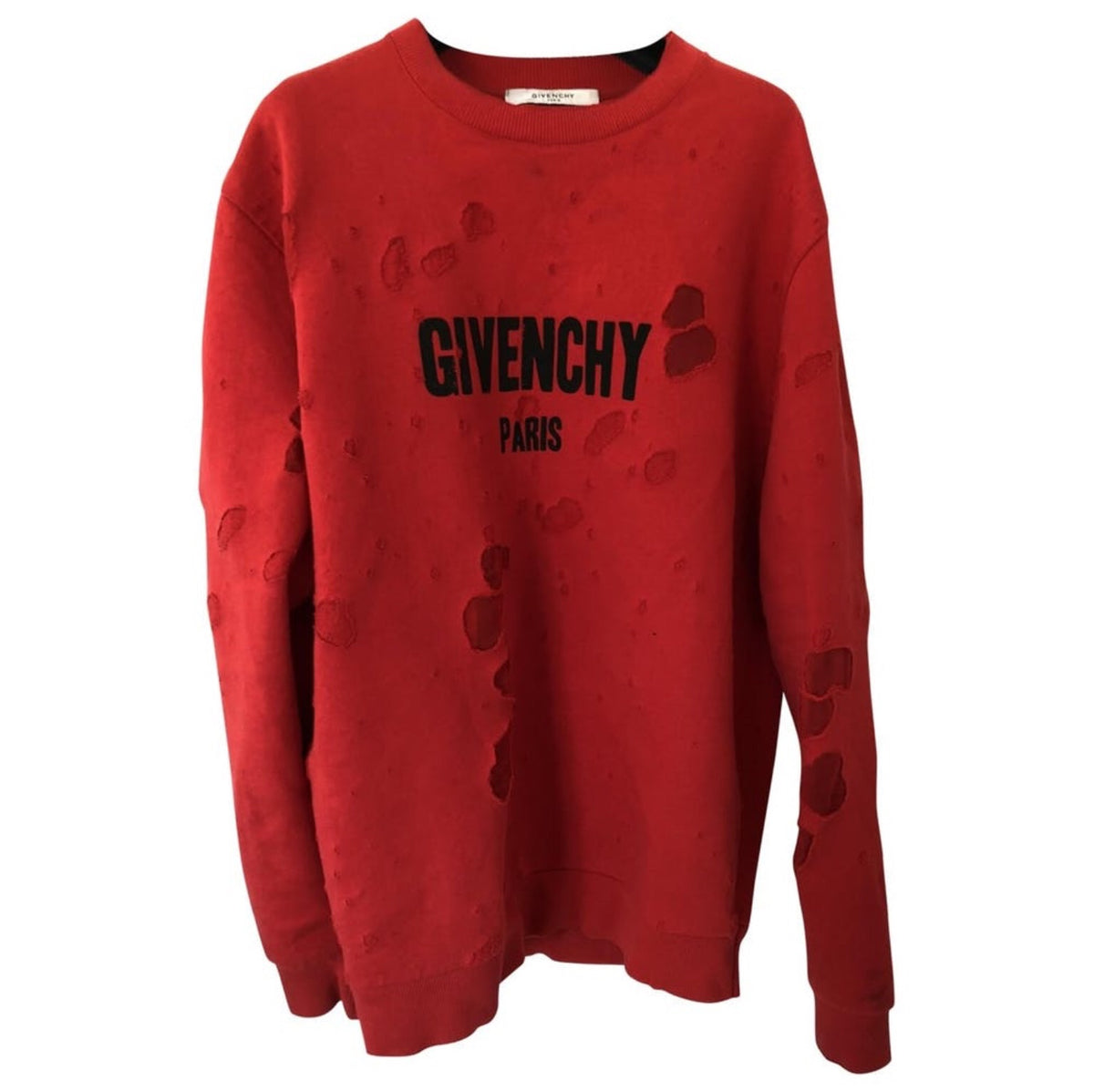 givenchy destroyed hoodie red