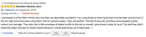 LittleAche's 50 ml Screw Top Infinity Jar Amazon Review