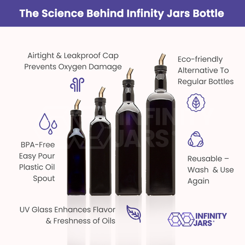 Square Oil Bottle 4 Bottle Variety Pack With Oil Spouts