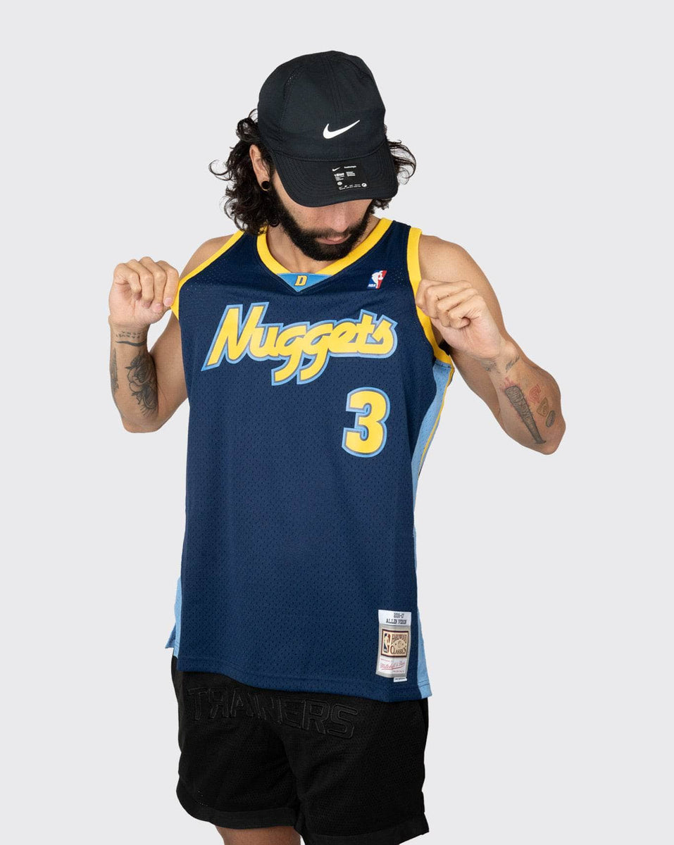 Men's Mitchell Ness Allen Iverson Yellow/Blue Denver