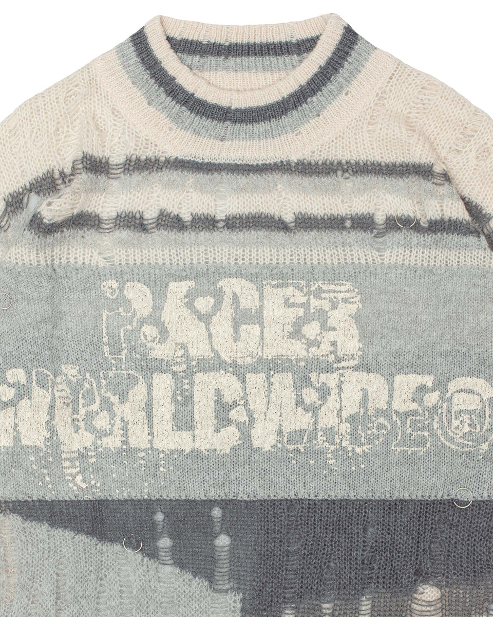 Beige Distressed Knit Sweater – Racer Worldwide