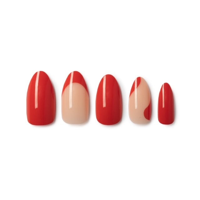 Red Swirl Tips Almond Shape Press on Nails - Full Kit Including Glue –  FACILE