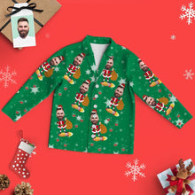 Custom Face Santa Pajamas Family Set - Green Santa Claus