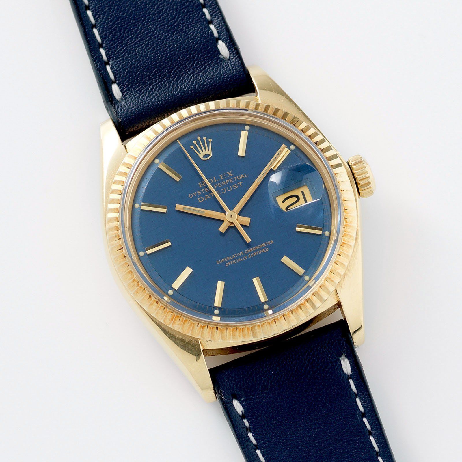 rolex datejust blue gold