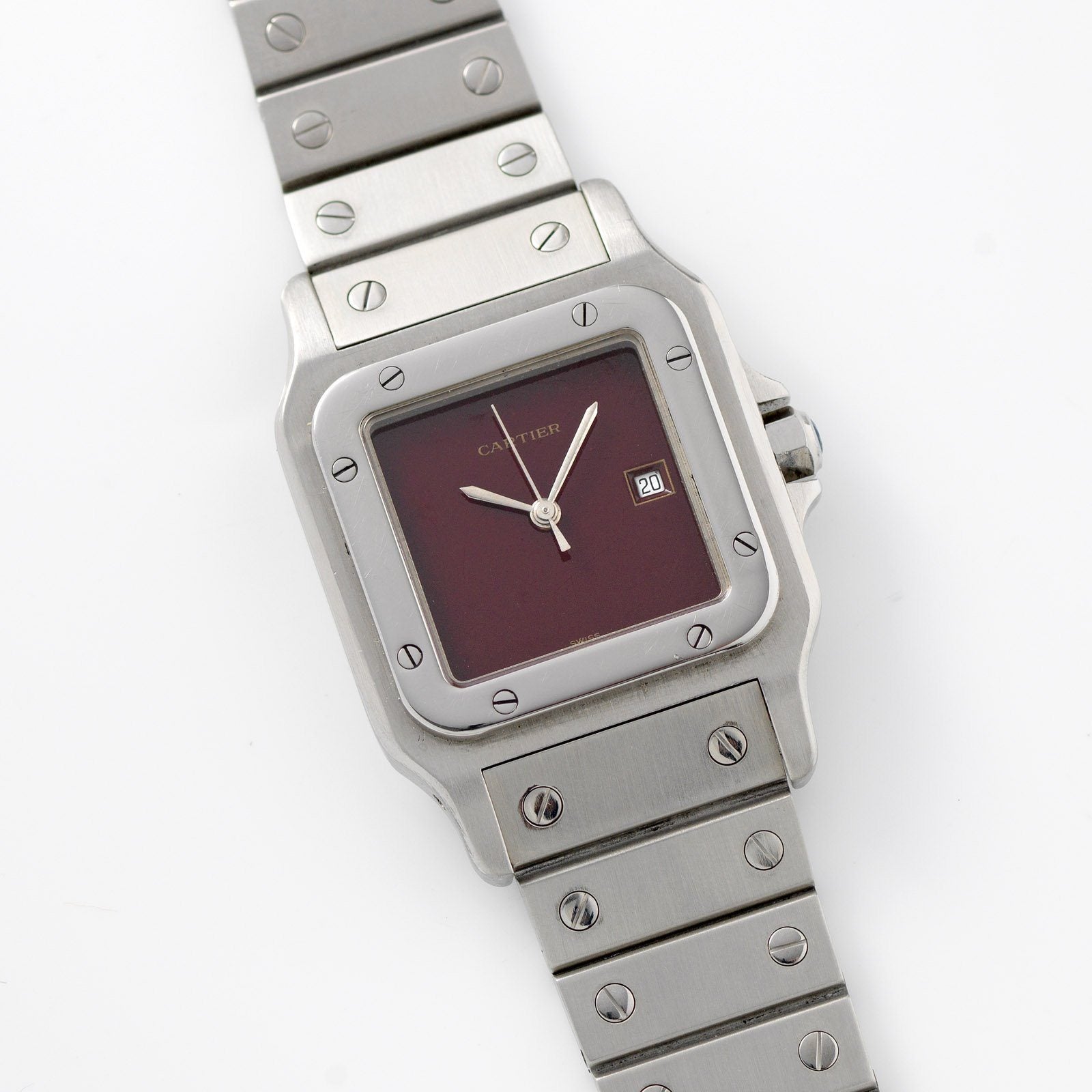 cartier santos galbee burgundy dial