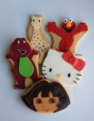 Barney, Sofie the Giraffe, Elmo, Hello Kitty and Dora Cookies