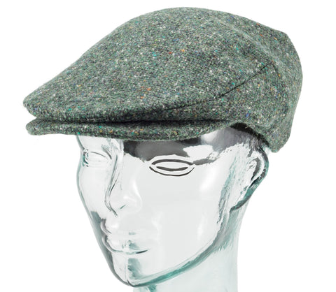 Hanna Hats Mens Irish Green Tweed Wool Cap Angled View