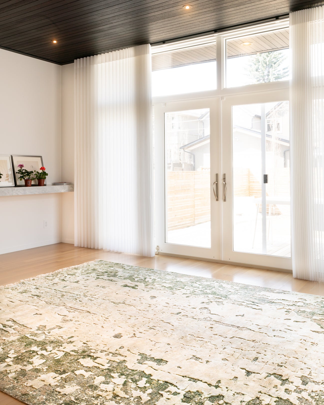 Green Silk and Wool Statement Rug