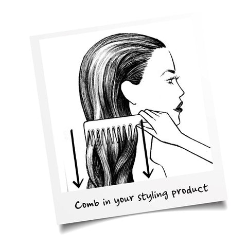 girl combing styling product through hair