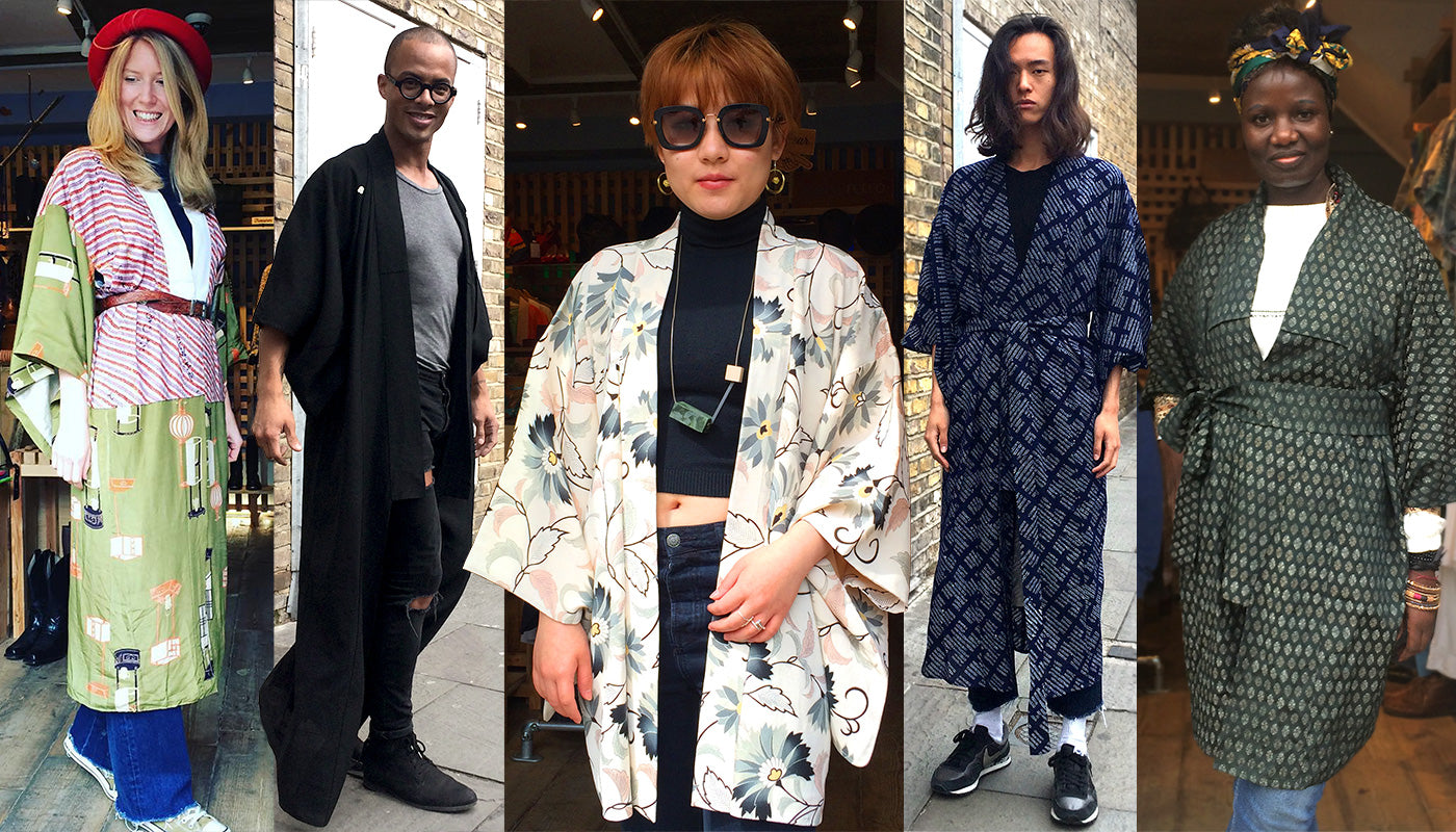 Our lovely customers Hollie, Josh, Rebecca, David &amp; Florence in their beautiful vintage kimonos