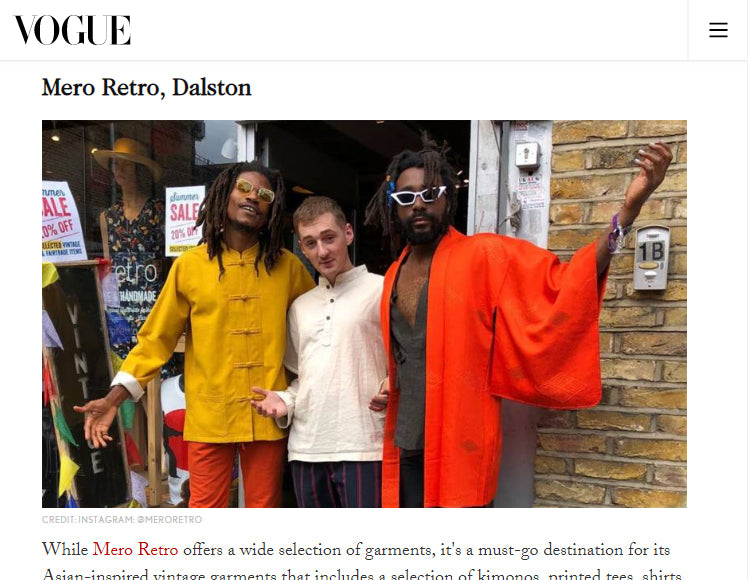 Mero Retro in British Vogue's Guide to the Best Vintage Shops In London