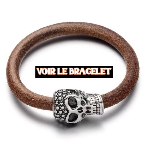 Bracelet Cuir Tête de Mort Tendance