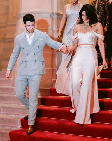 Elizabeth Grace Couture Blog. Priyanka Chopra wearing a bridal jumpsuit to her wedding to Nick Jonas