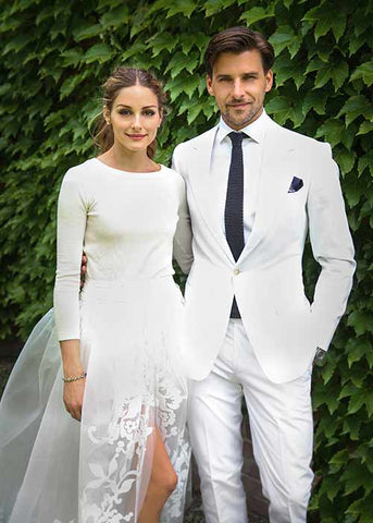 Elizabeth Grace Couture Blog. Olivia Palmero wearing a bridal jumpsuit to her wedding