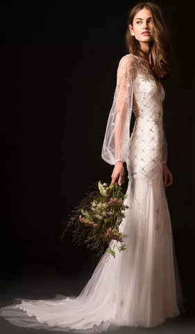 Elizabeth Grace Couture blog. Temperley London Fall 2020 bridal fashion. Puff/bell sleeve wedding dress