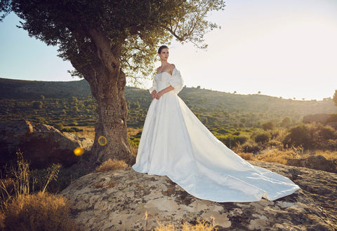 Elizabeth Grace Couture blog. Costarellos Fall 2020 bridal fashion. Puff sleeve wedding dress