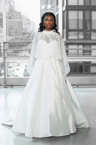 Elizabeth Grace Couture blog. Justin Alexander Fall 2020 bridal fashion. Puff sleeve wedding dress