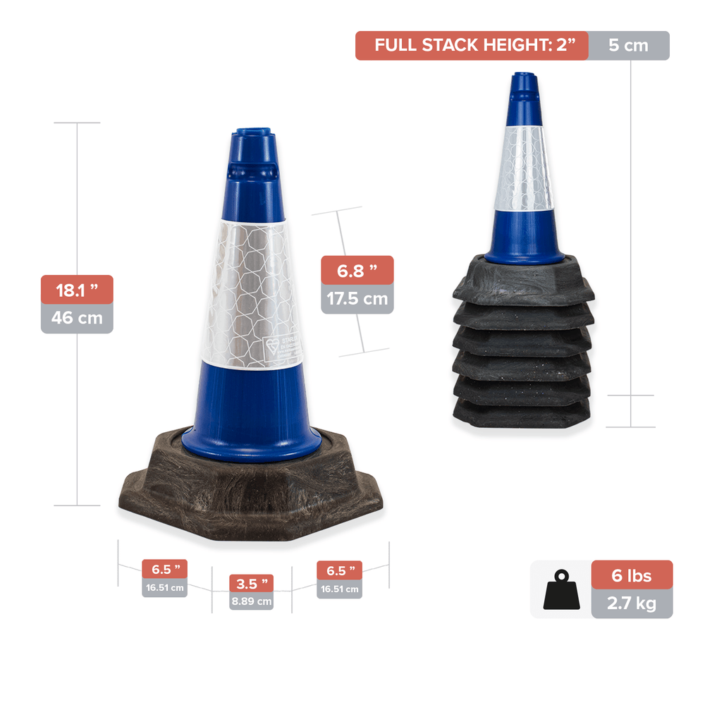 Blue 460mm 2-Piece Premium Traffic Cone Melba Swintex