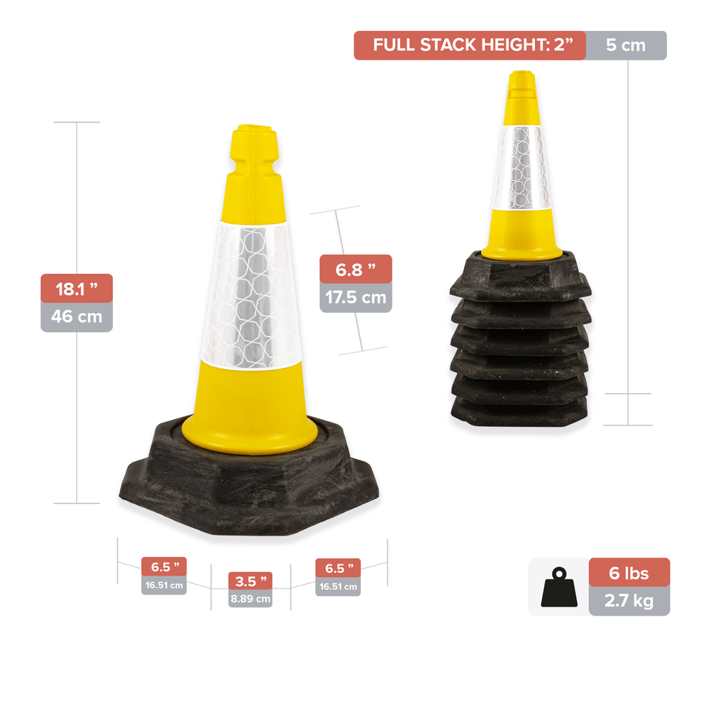 Yellow 460mm 2-Piece Premium Traffic Cone Melba Swintex