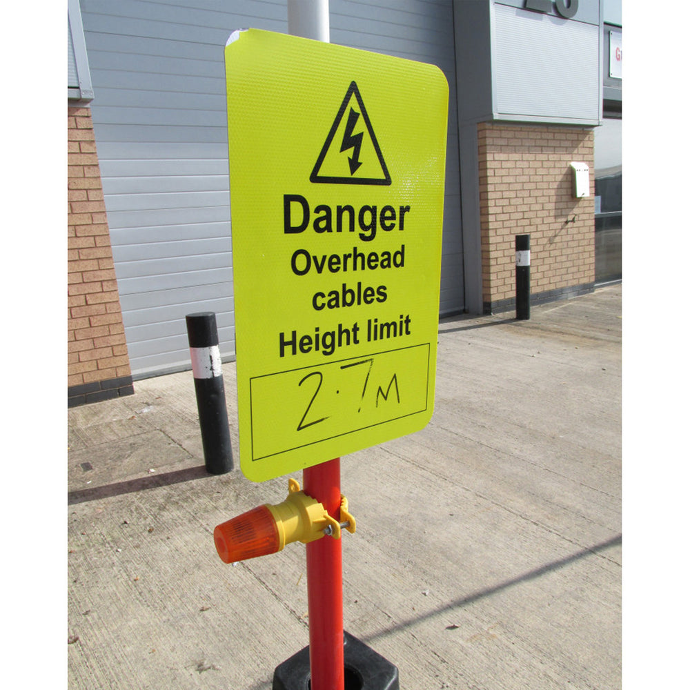 Caution, danger, high voltage, height restriction, electrical hazard, overhead cables, safety sign, warning sign, GS6, clearance, construction safety.
