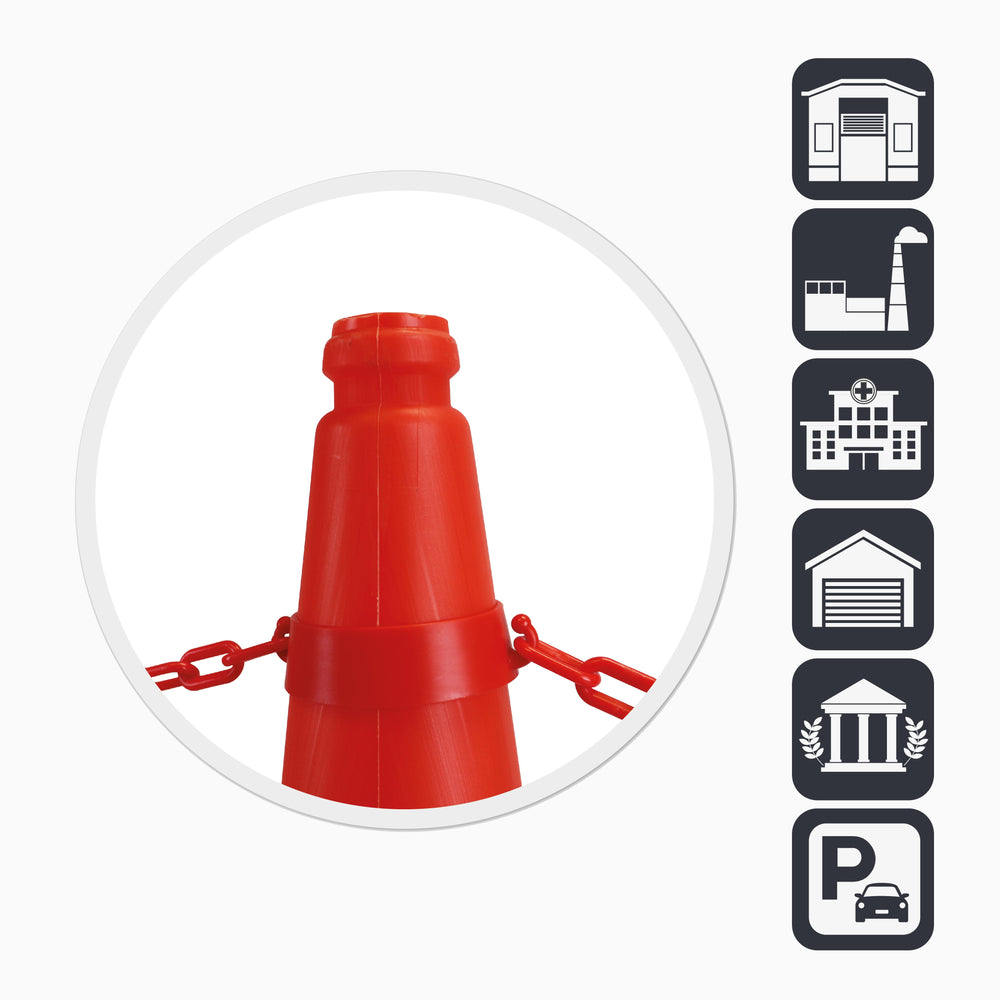 traffic cone and chain holder for barrier system 