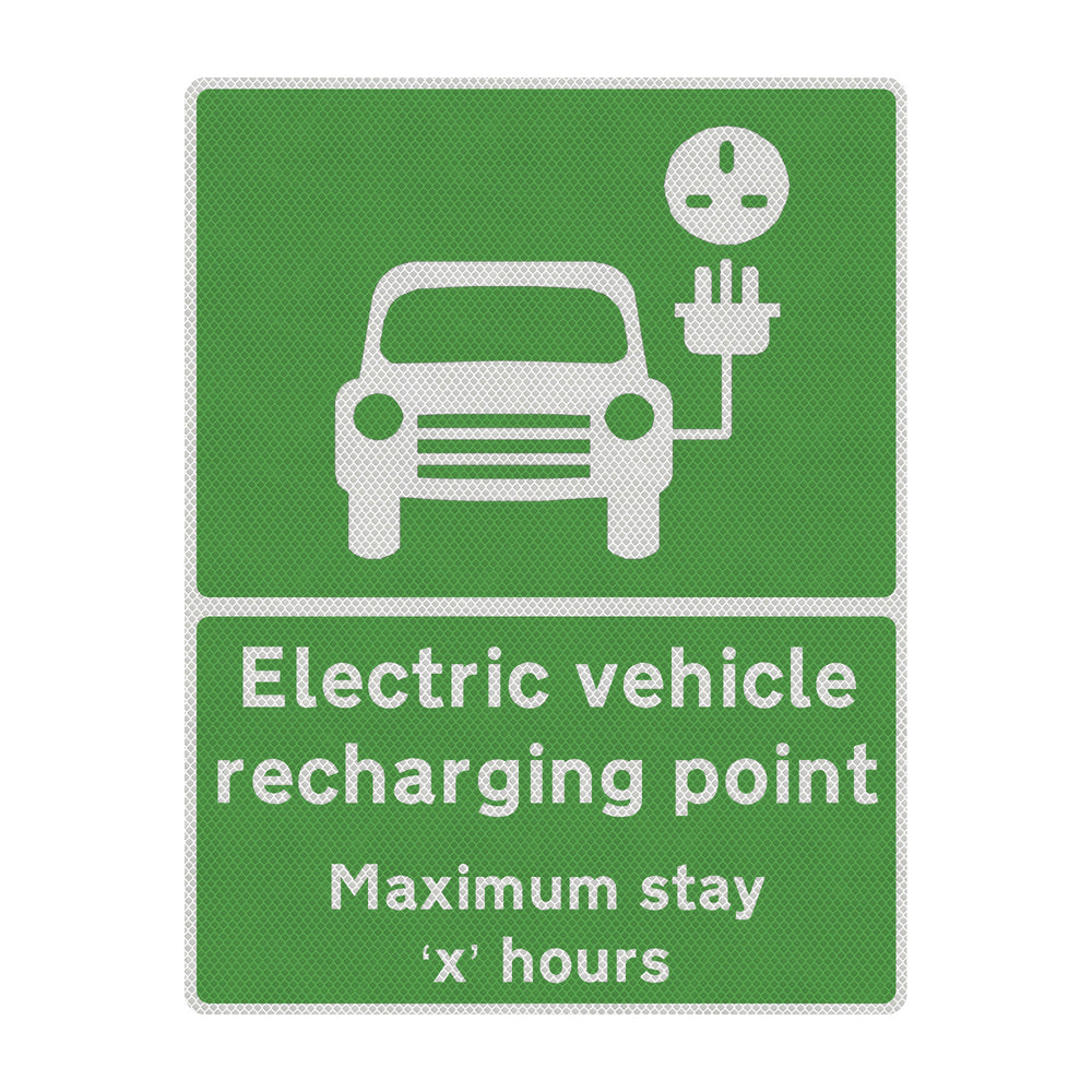 Maximum-Stay-3-Hours-green-EV-charging-station,-Electric-vehicle-charging,-EV-recharge-point,-Electric-car-charging,-EV-charging-only,-EV-charger-location,-EV-charging-point-signage-Plug-in-hybrid-electric-vehicle-parking-post-sign
