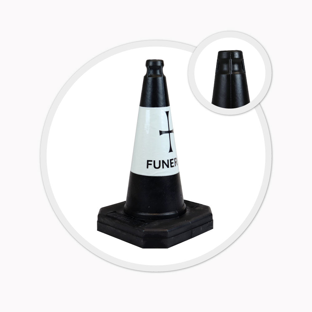 500mm road traffic cone funeral black 50cm safety