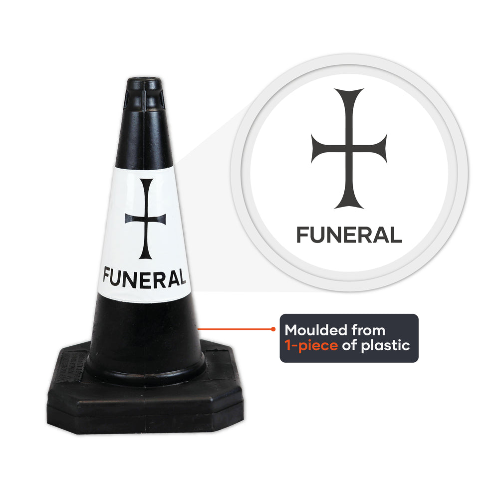 500mm road traffic cone funeral black 50cm safety