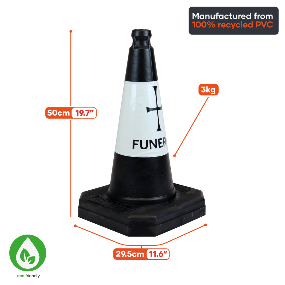 500mm road traffic cone funeral black 50cm safety