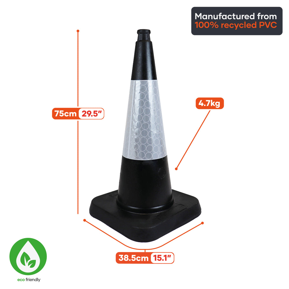 750mm road traffic cone street black 75cm safety