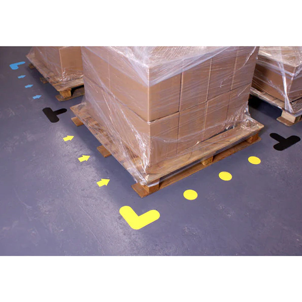PROline-Floor-Markers-Floor-Marking-X-L-T-Circle-and-Arrow-Markers-Industrial-and-Warehouse-Safety-300mm-x-300mm-200mm-x-200mm-300mm-x-200mm-and-90mm-Markers-Pack-of-10-yellow