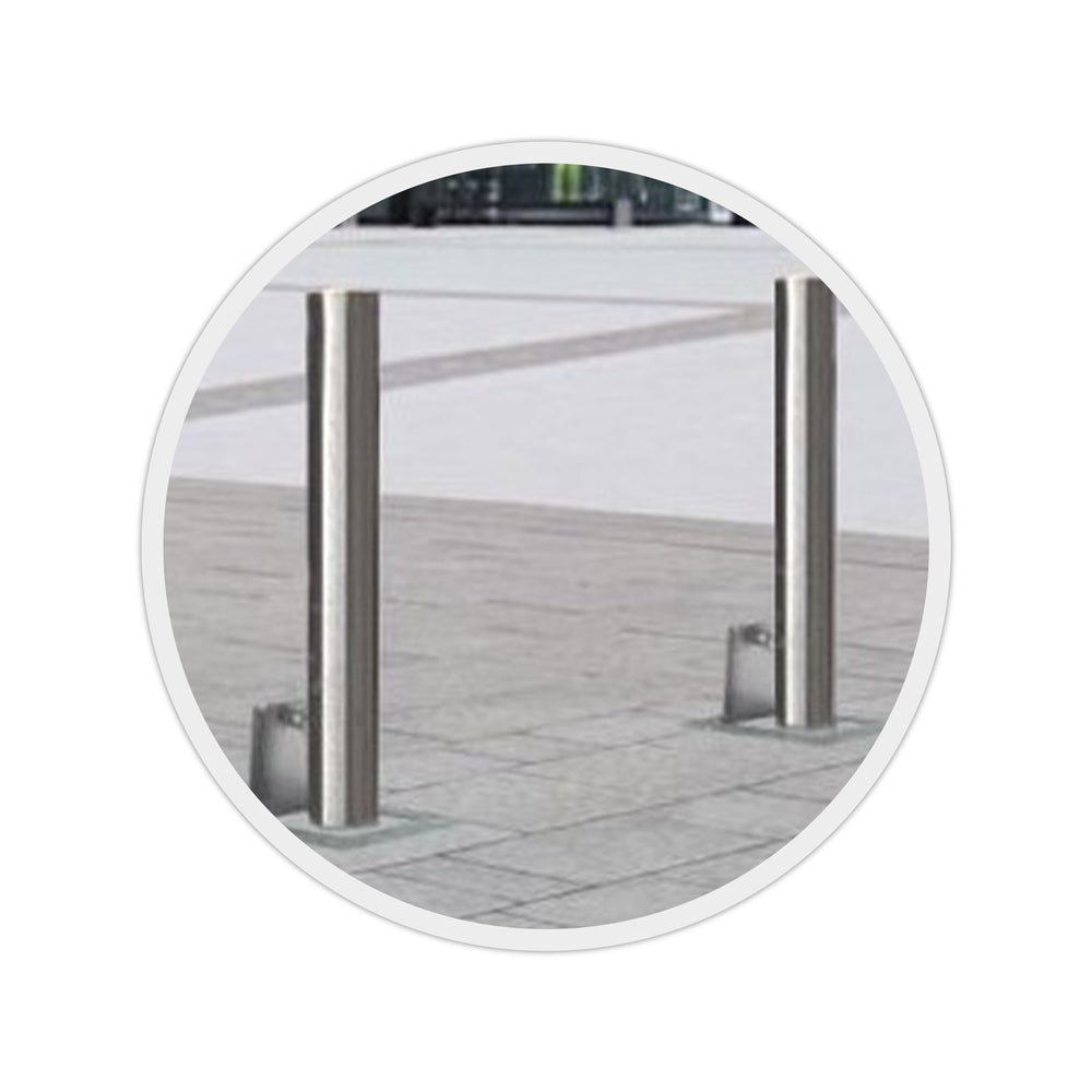 removable-round-stainless-steel-plain-bollard-1000m-tall-above-ground-urban-outdoor-security-post-detachable-pillar-street-furniture-concrete-in-cityscape-metal-column-barrier-impact-cityscape-pedestrian-protection-commercial-carpark-decorative