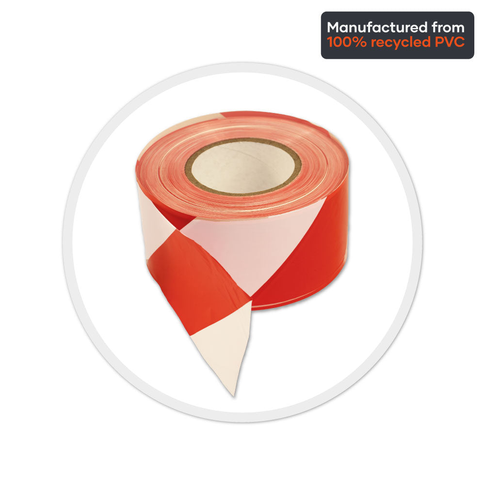 red and white barrier warning safety tape hi visibility 