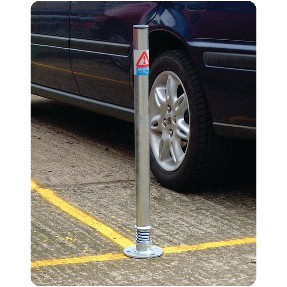 sprung-boundary-galvanised-stainless-steel-powder-coated-folding-parking-post-autopa-retractable-telescopic-bollard-security-bollards-traffic-management-removable-industrial-car-park-heavy-duty-urban-parking-lot-weather-resistant-durable-outdoor-integral-locks-lockable