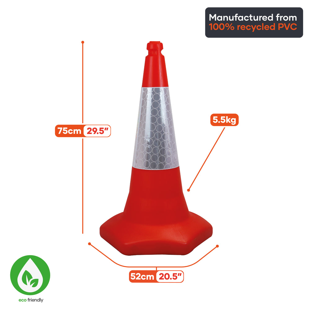750mm sand weighted road traffic street safety cone 75cm orange