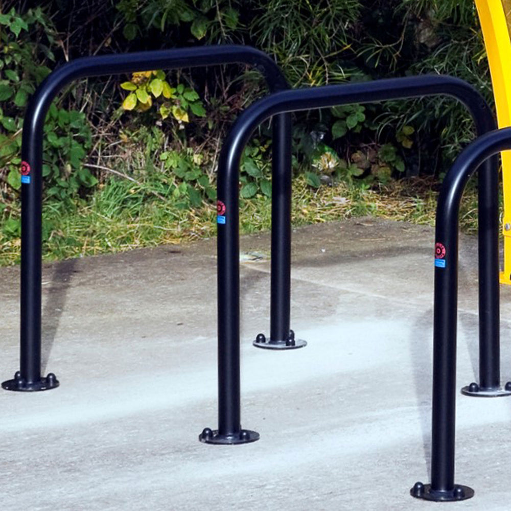 Sheffield-cycle-bike-bicycle-stand-rack-parking-outdoor-bolt-down-cast-in-secure-commercial-public-schools-urban-galvanised-steel-stainless-storage-durable-heavy-duty-cycle-custom-universities-college-flanged-ragged-grout-concrete