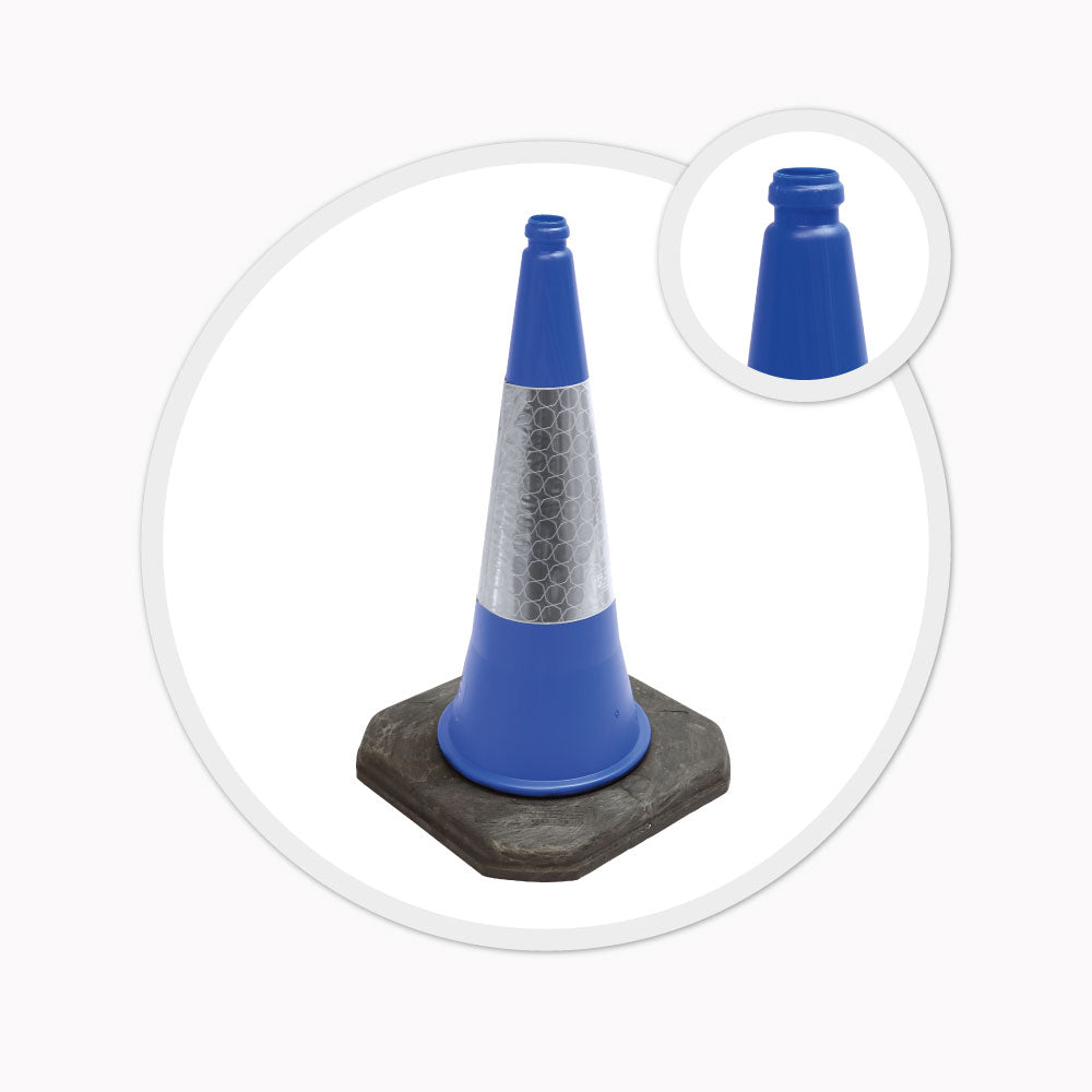 blue 750mm 75cm road street traffic safety cone highway use uk 2 piece 