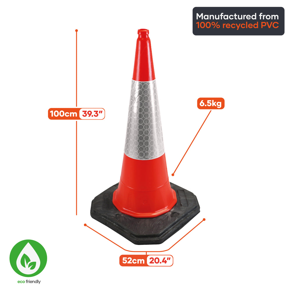 orange 1000mm 1m 1 metre road street traffic safety cone highway uk 2 piece starlite mastercone