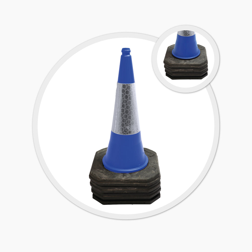 blue 750mm 75cm road street traffic safety cone highway use uk 2 piece 