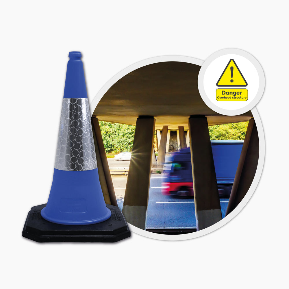 blue 750mm 75cm road street traffic safety cone highway use uk 2 piece starlite