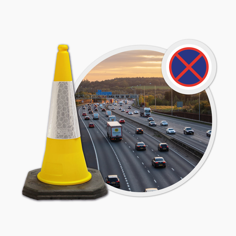 yellow 750mm 75cm road street traffic safety cone highway use uk 2 piece starlite