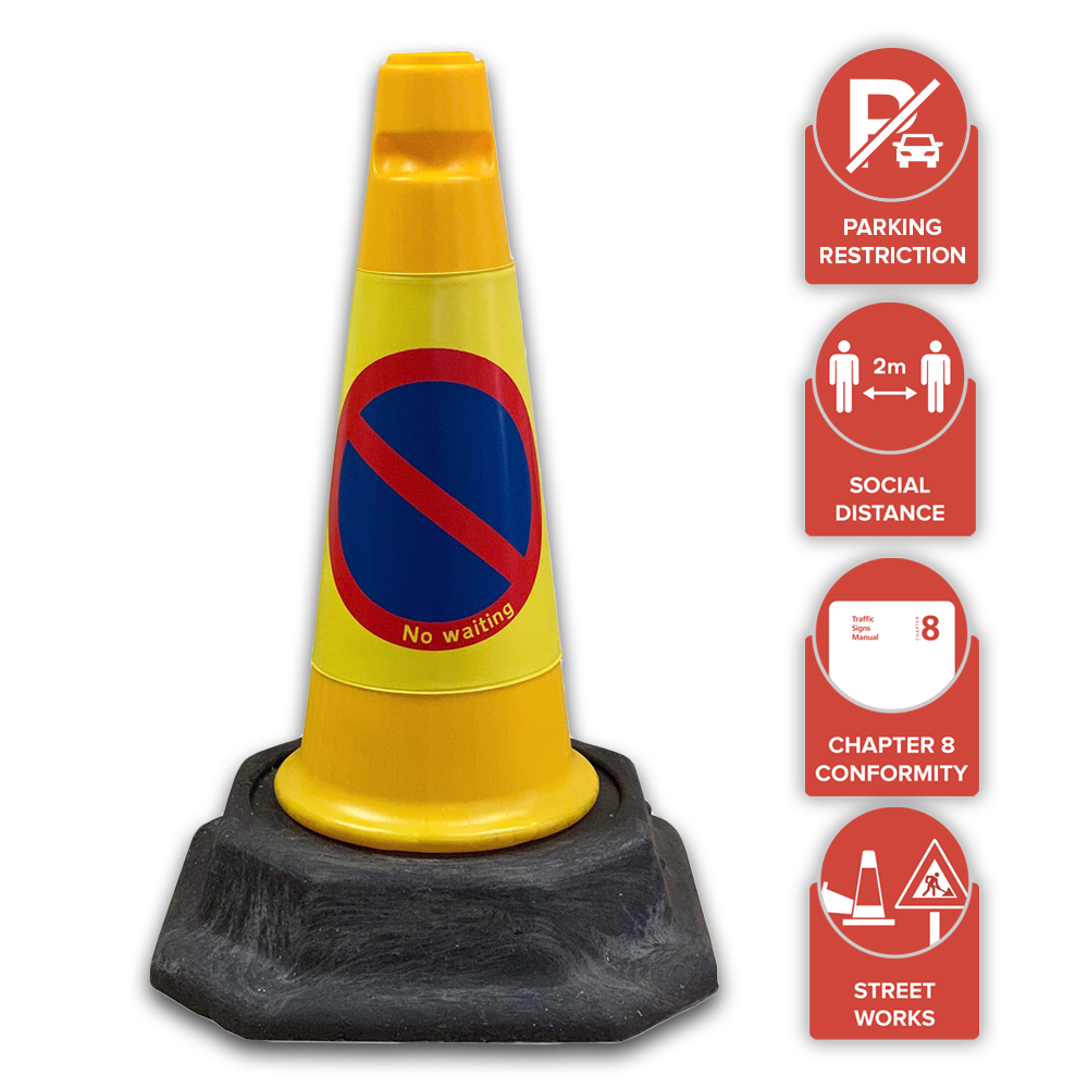 46cm Kingkone no waiting road traffic street safety highway parking school college university reflective stacking stacked orange cone cones base pvc bollard bollards red chapter 8 barrier sign signs pedestrian chain sleeve 500 750 460 1000 mm 50 75 cm