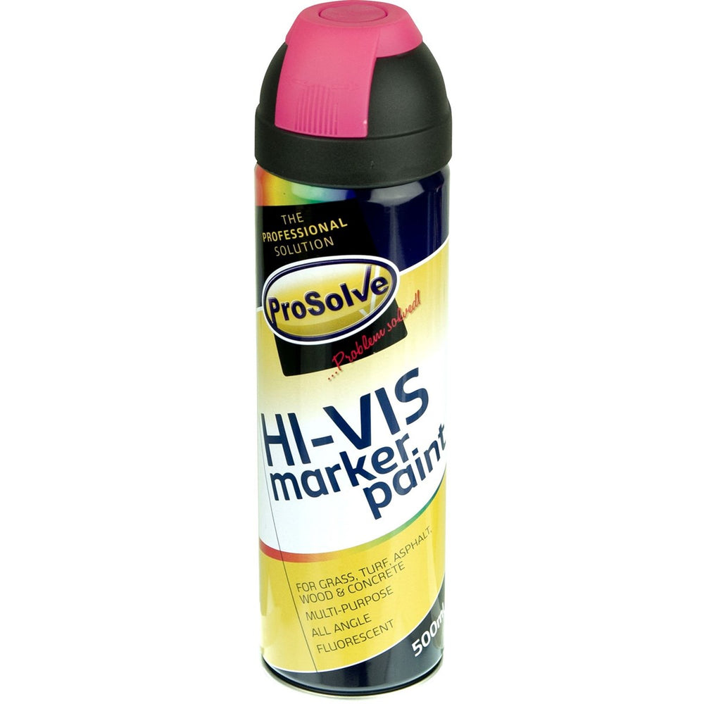 Quick-Drying Fluorescent Acrylic Marker Paint - Lead & Xylene-Free - Indoor & Outdoor Use - Concrete, Tarmac, Wood & Composites - Used in Surveying, Construction, Warehousing & More - Pink Color - Hi-Vis Spray - Ideal for Warehouses, Construction Sites