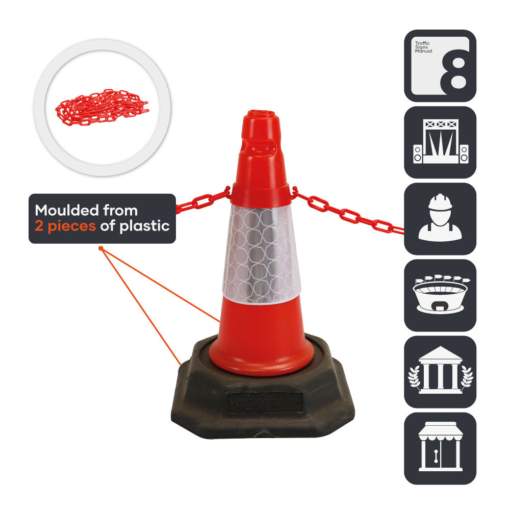 small traffic cone and chain kit 500mm red barrier