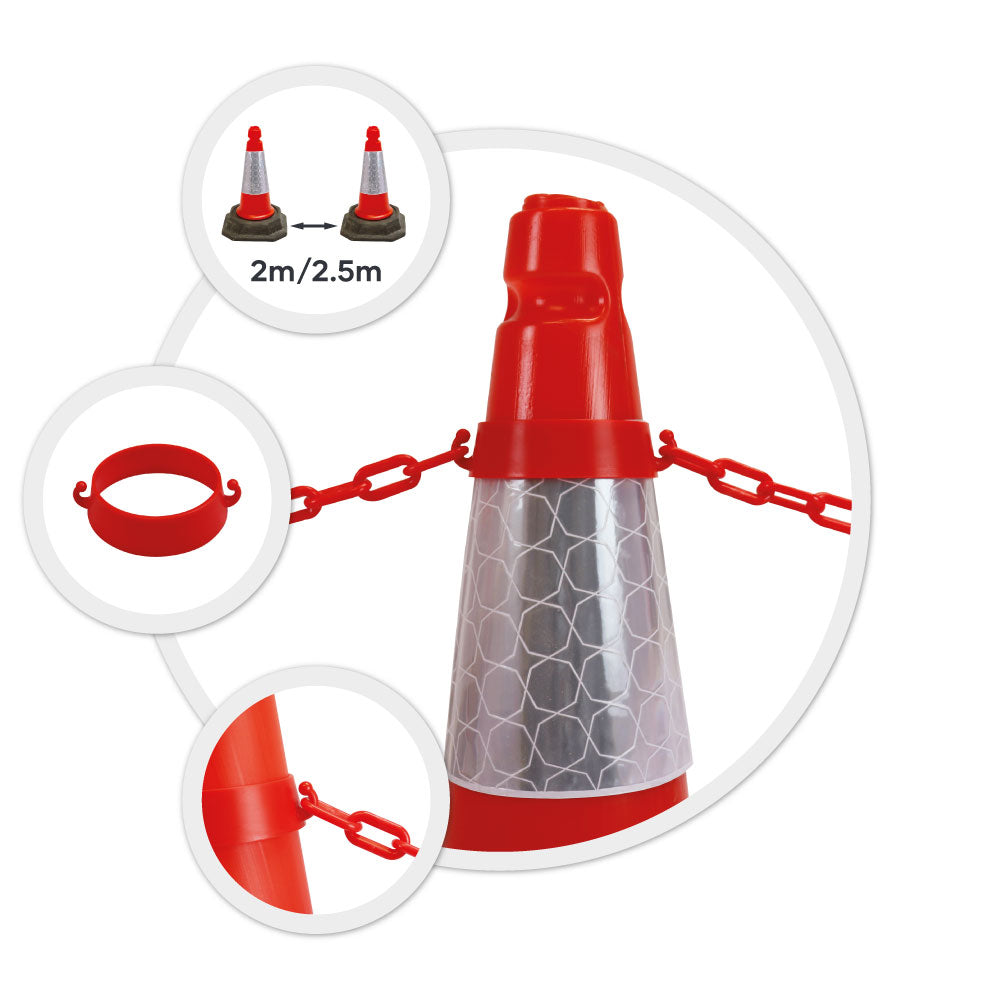small traffic cone and chain kit 500mm red barrier yellow no waiting