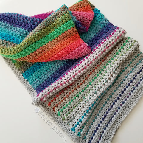 Elan Blanket crochet pattern by Felted Button | Colorful Crochet Patterns | Made using Scheepjes River Washed and Scheepjes Colour Crafter yarns